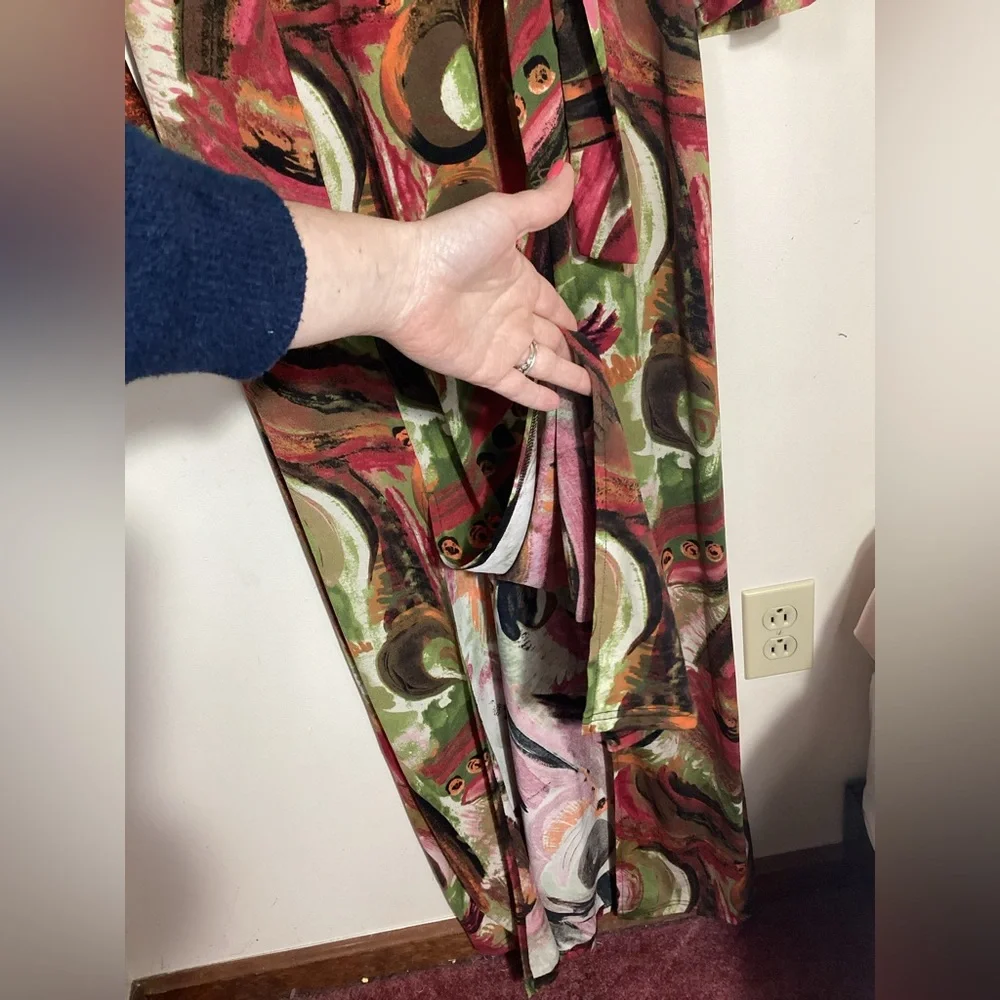 Long Tall Sally LTS Faux Wrap Maxi Dress UK 12 US 8 Abstract Bold Phoebe Buffay - Picture 11 of 15